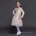 High Class collection long Full sleeve creamy party dresses embroidery soft fabric children clothes birthday